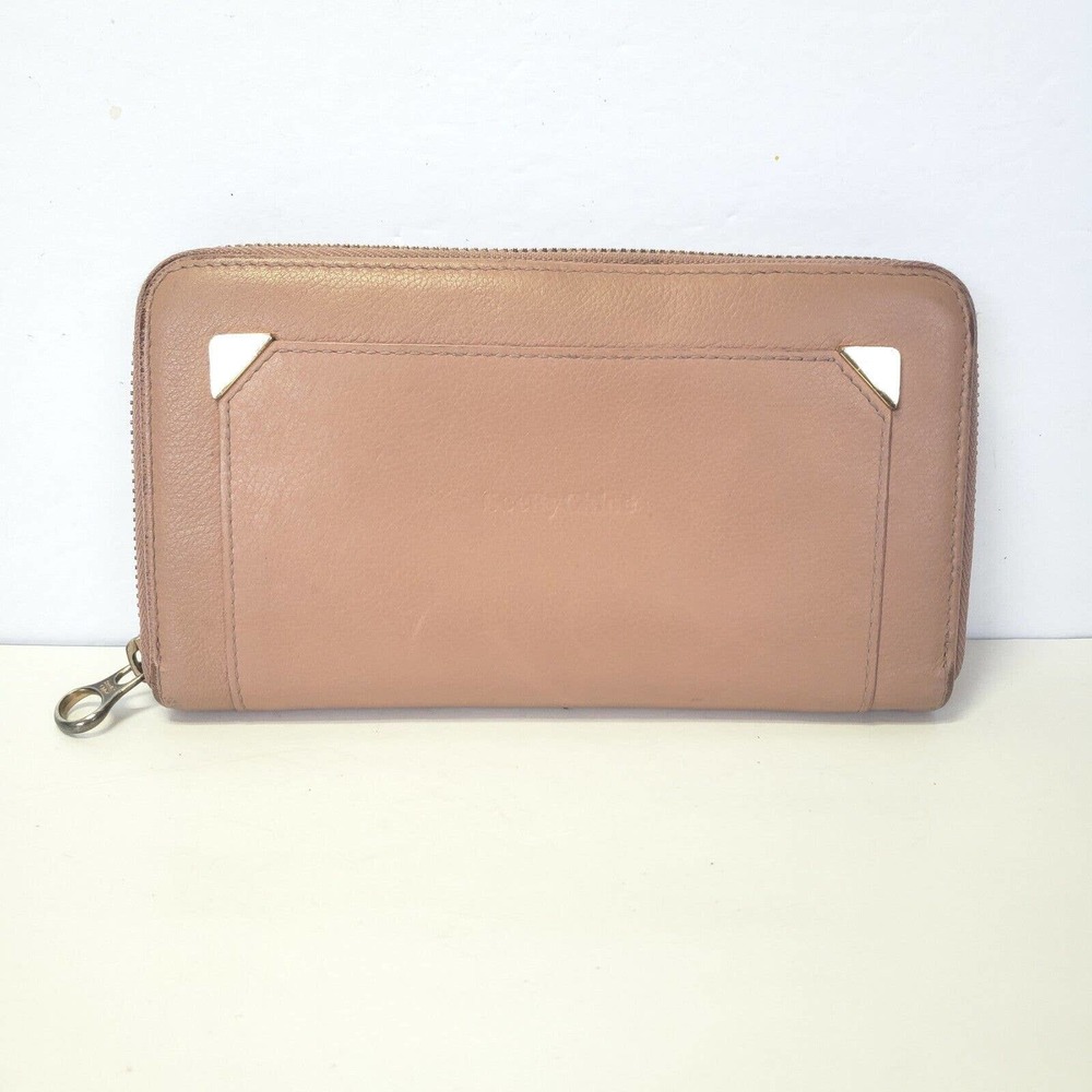 See By Chloe Geniue Leather Zip Around Wallet Beige Light Brown Large Clutch